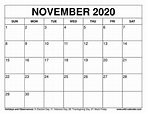 Free printable november 2020 calendar templates. These free november ...