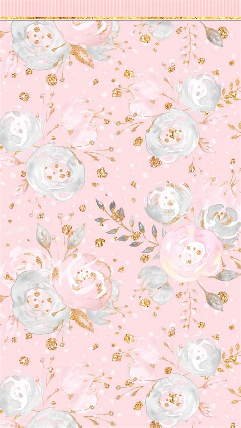 Rose gold floral background free vector. Phone Wallpapers HD Rose Gold Flowers - Watercolor Glitter ...