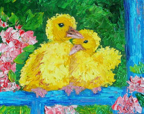 Duckling Painting Oil Painting Yellow Dusk Art Animal Etsy