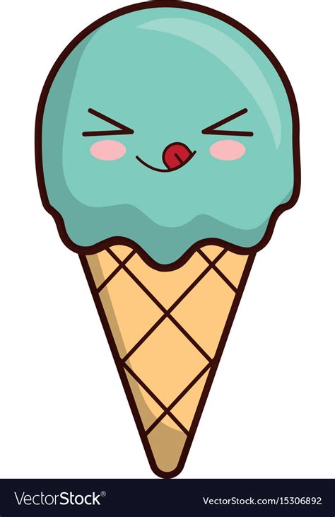 Kawaii Ice Cream Icon Royalty Free Vector Image