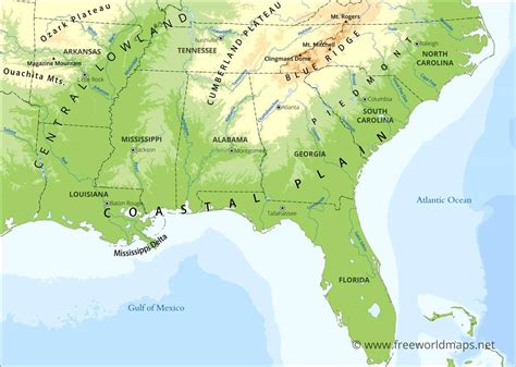 Southeastern United States Map