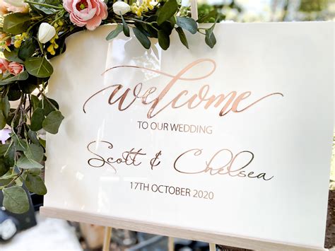 Custom Acrylic Wedding Welcome Sign Rose Gold Welcome To The