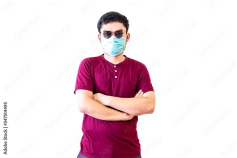 The Man Has Wears A Health Mask To Prevent Colona Virus 2019 And Dust