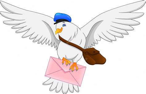 Premium Vector Cartoon Funny Pigeon Bird Delivering Letter