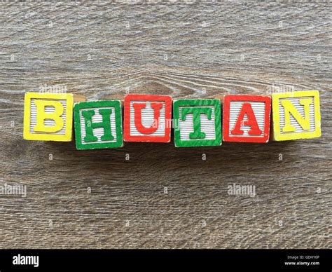 Bhutan Word Written With Wood Block Letter Toys Stock Photo Alamy
