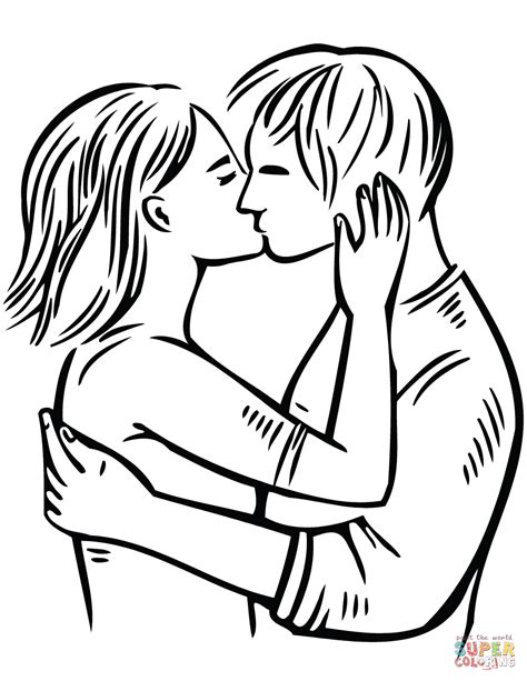 Coloriage Couple s embrassant Coloriages à imprimer gratuits