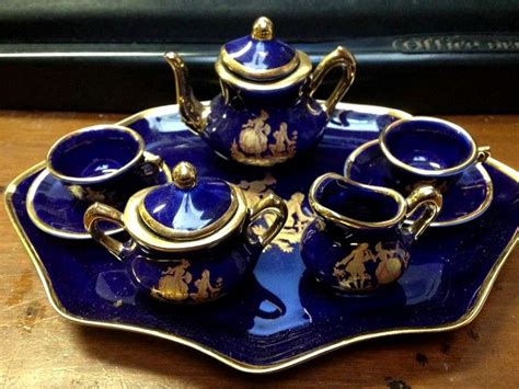 Limoges Porcelain France — Cobalt Blue Tea Set With Tray 900x675