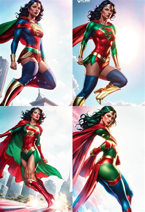 Trans Model Raphaella Ferrari Is Superwoman Dc Comics Red And Green Costume Hyper Realistic