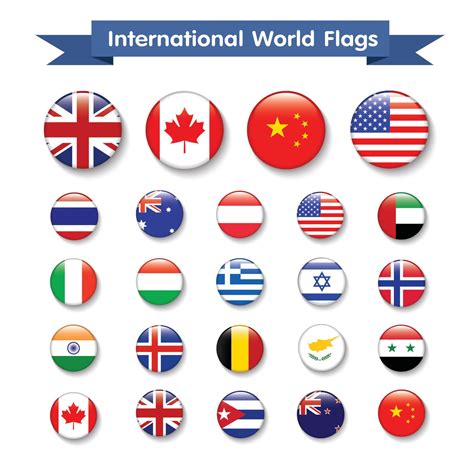 International Flag Set In Circle Vector Design Elemant Illustration