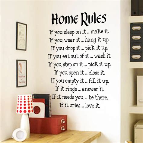 New Large Home Rules Living Room Bedroom Decoration Wall Stickers