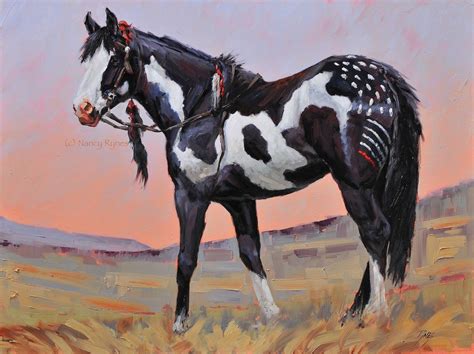 Inyan Oil 30in X 40in By Nancy Rynes Indian Horses Native