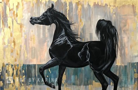 Original Arabian Horse Art Oil Painting G By Karina Peacemaker Art By