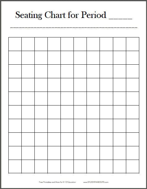 Free Printable 10x10 Classroom Seating Chart Student Handouts