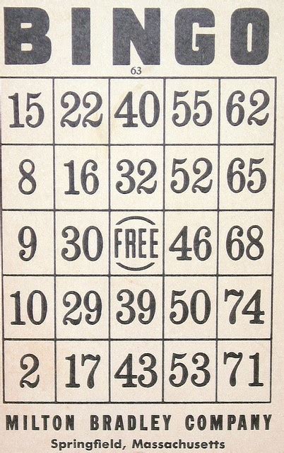 Vintage Bingo Card Bingo Pics Pinterest