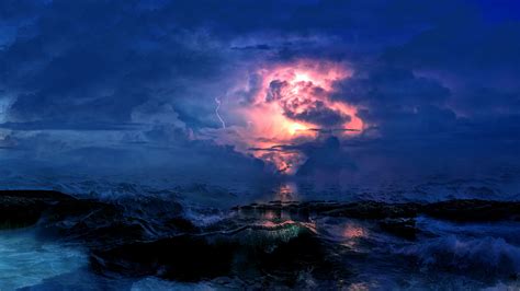 Thunderstorm Ocean Wallpaper