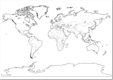 Mapa Pol Tico Mudo Del Mundo Blanco Y Negro Mapa De Pa Ses Del Mundo