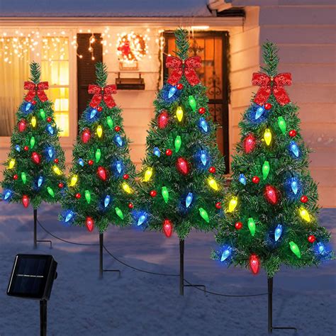 Sumfox 4 Pcs 37in Solar Christmas Tree Lights Solar