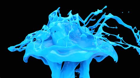Close Up View Of Light Blue Color Splash In Slow Motion Alpha Channel