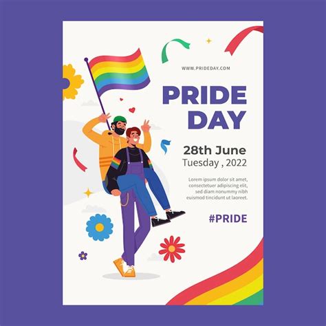 free vector flat pride month lgbt vertical poster template