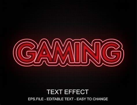 Premium Vector Red Neon Gaming Text Effect