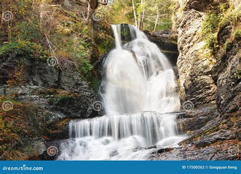 Autumn Waterfall In Mountain Stock Photo Image Of Background Fall