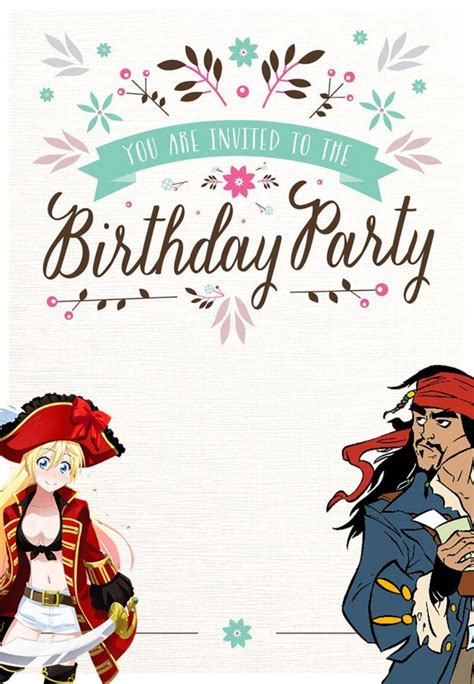 Free Printable Pirate Birthday Invitation Card Pirate Birthday