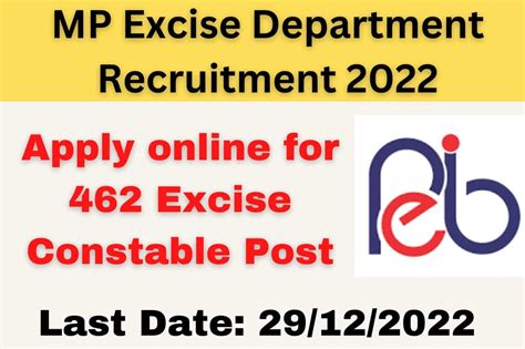 MP Excise Department Recruitment 2022 Apply Online For 462 Excise