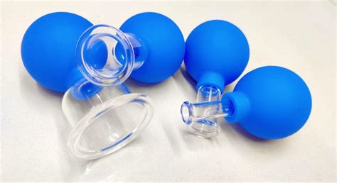 4 Pieces Glass Facial Cupping Set Silicone Vacuum Suction Massage Cups Lymphatic Therapy Sets