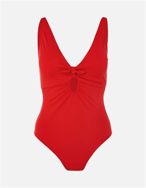 Keyhole Plunge Shaping Swimsuit Red Swimsuits Accessorize Uk