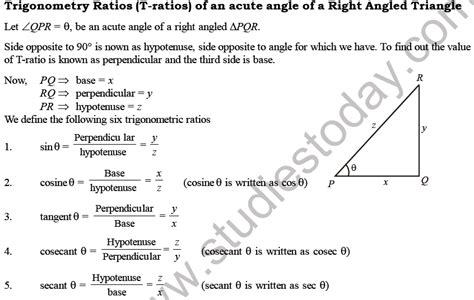 Cbse Class 10 Trigonometry Printable Worksheet Set A