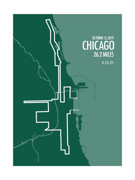 2019 Chicago Marathon Route Map Print Etsy