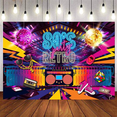 80s Party Backdrop Disco Theme Retro Style Photo Backdrop 80s Birthda