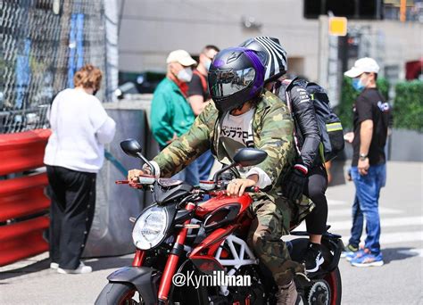 Lewis Hamilton And His Physio Arriving At Monaco On His Motorbike Mv
