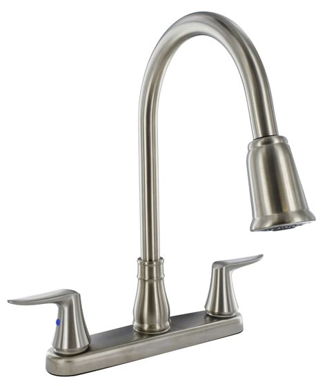 Catalina 2 Handle Pull Down Kitchen Faucet 8” Brushed Nickel W
