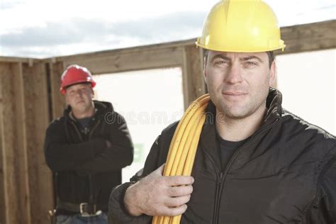 Construction Men Working Outside Stock Photo Image Of Cloud Brown