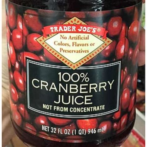 Trader Joes 100 Cranberry Juice 240 Ml Nutrition Information Innit