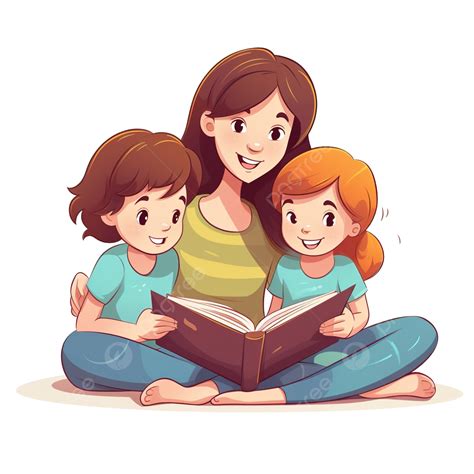 Mother Reading Book For Kids Mother Read Book Png Transparent Image