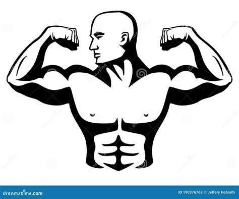 Male Bodybuilder Flexing Muscles Isolated Vector Illustration Stock