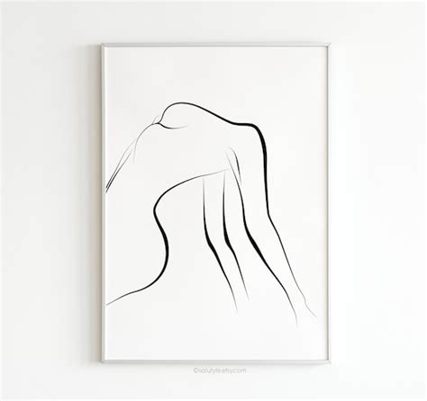 Erotic Line Art Female Line Art Nude Woman Art Body Line Etsy UK