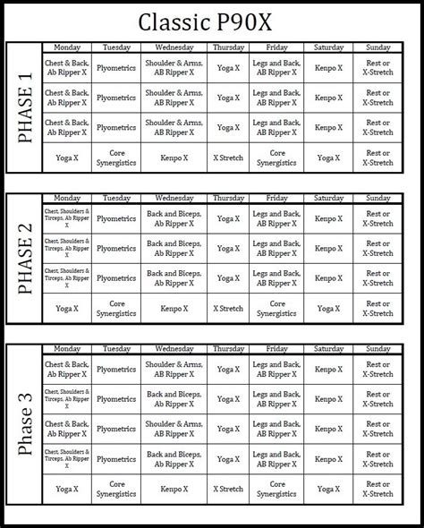 P90x Workout Schedule For Women