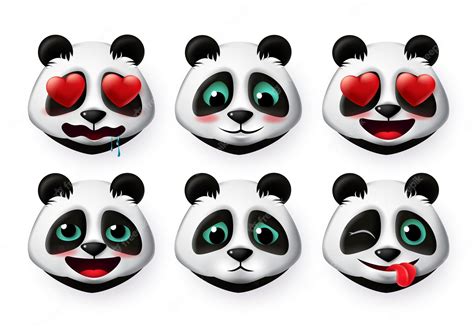 Premium Vector Pandas Emojis And Bear Emoticons Vector Set Panda Bear
