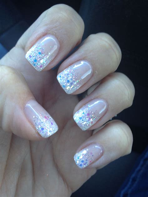 The Perfect Glitter French Fade Mani French Tip Gel Nails Gel Nail Tips Glitter French