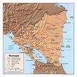 Detailed relief and political map of Nicaragua. Nicaragua detailed ...
