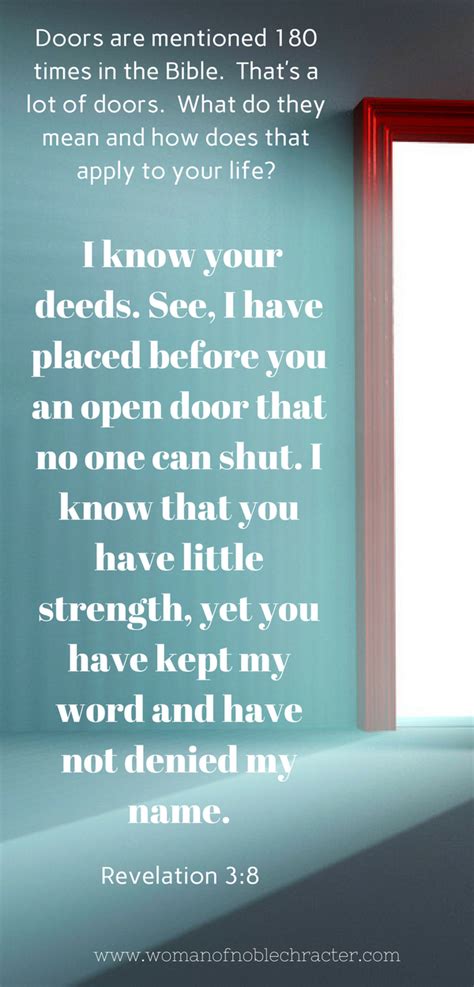 Behold, i have put before you an open door which no one can shut, because you have a little power, and have kept my word, and have not denied my name. Open Doors in the Bible: What Doors is God Opening in Your ...