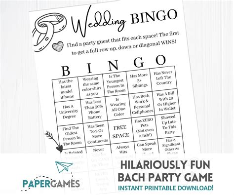 Hilarious Bingo Bachelorette Party Game Printable Couples Etsy