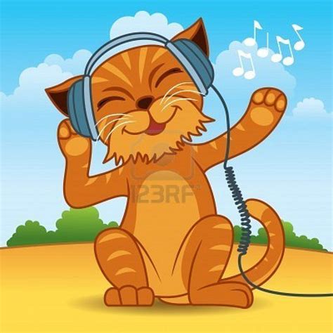 I Love This Cute Cat Listening To Music Cartes