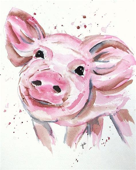 Mig Pig Watercolor Print Of Original Painting Watercolor Pig Pig