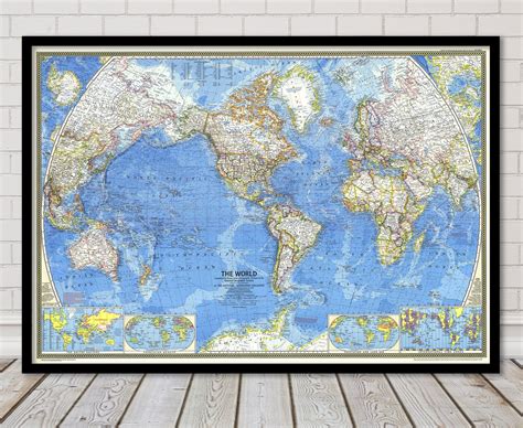 National Geographic Vintage 1970 World Map Fine Art Etsy In 2021