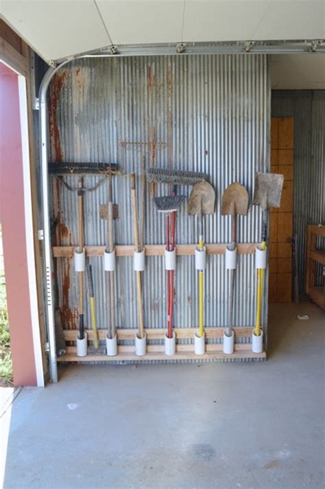 Garage hanger tool organizer with 03. Organize your garage by making a PVC yard tool storage ...