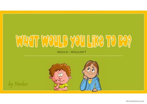 What Would You Like To Do Would Wou English Esl Powerpoints